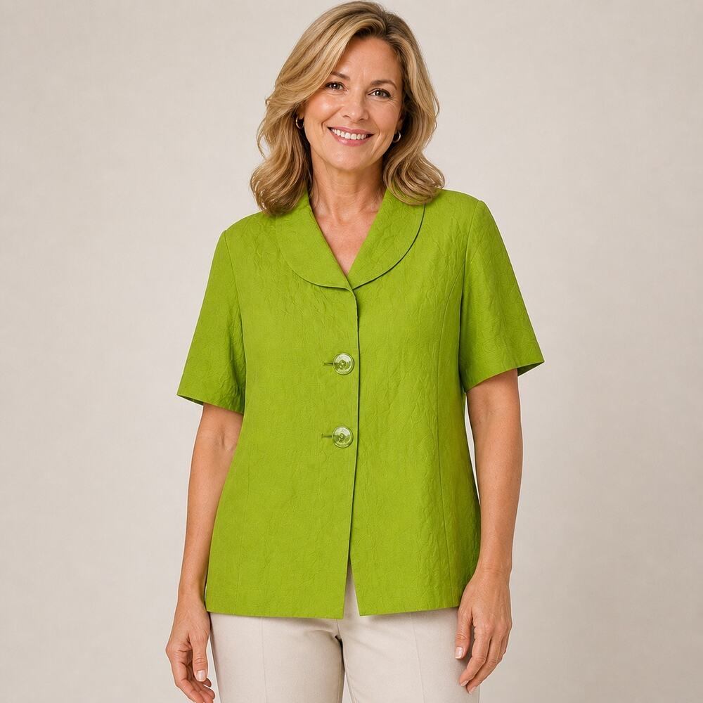 Cynthia Steffe Short Sleeve Statement Topper Jacket Oversized 2 Vibrant Green